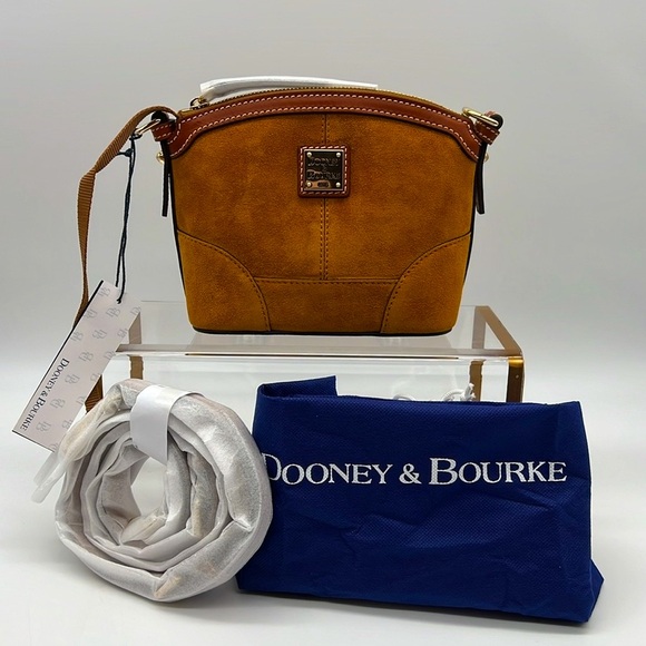 Dooney & Bourke Handbags - Dooney & Bourke Suede Mini Domed Crossbody Honey